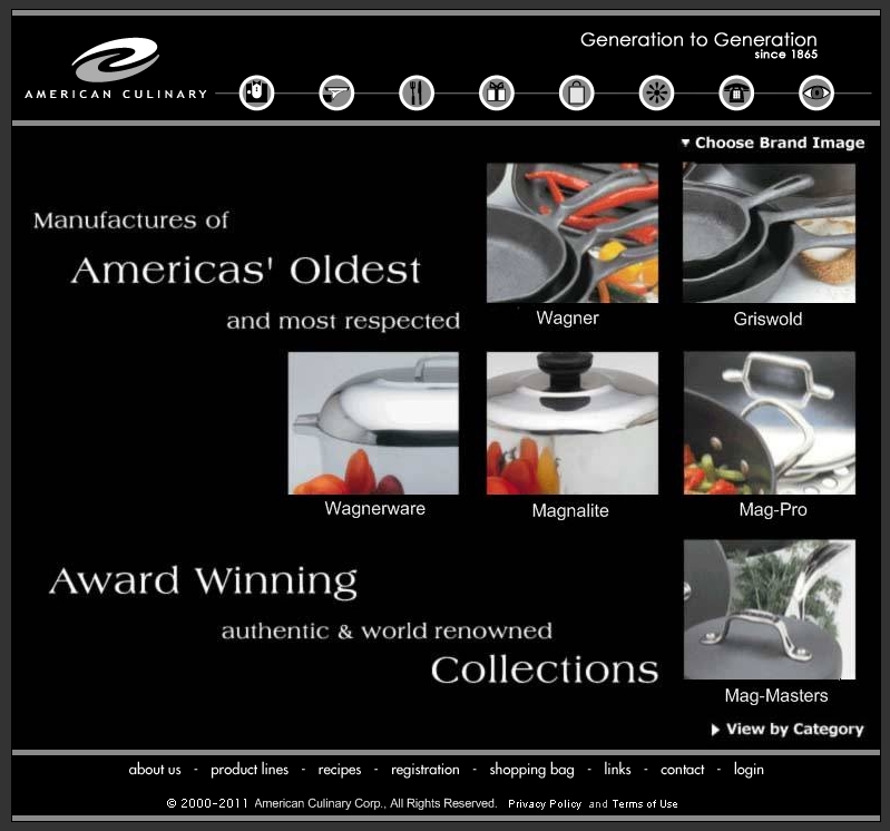 Archived wagnerware.com homepage screenshot from the Wayback Machine
